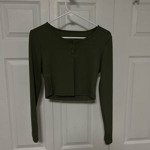 Romwe, Medium, green crop long sleeve shirt